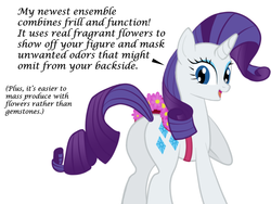 Size: 800x600 | Tagged: safe, artist:bsting, rarity, pony, unicorn, g4, butt, female, flower, it begins, plot, rearity, saddle, solo