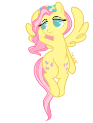 Size: 522x690 | Tagged: safe, artist:oneeyedsheep, fluttershy, pegasus, pony, g4, alternate hairstyle, female, floral head wreath, ms paint, simple background, solo, transparent, transparent background