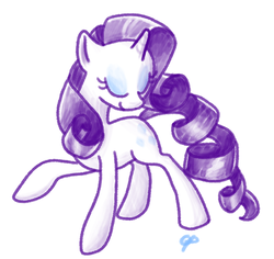 Size: 635x600 | Tagged: safe, artist:oranges-and-pears, rarity, pony, unicorn, g4, eyes closed, female, mare, raised hoof, simple background, smiling, solo, white background