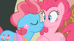 Size: 500x281 | Tagged: safe, artist:superedit, edit, edited screencap, screencap, cup cake, pinkie pie, earth pony, pony, baby cakes, g4, season 2, animated, boop, cross-eyed, eyes closed, female, floppy ears, infidelity, kiss edit, kiss on the lips, kissing, lesbian, nose wrinkle, noseboop, ship:cakepie, shipping, surprise kiss, surprised, the great and powerful superedit, wide eyes