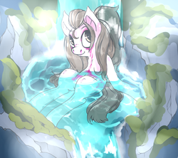 Size: 1280x1138 | Tagged: safe, artist:ultrahurtman, oc, oc only, makeup, water, waterfall