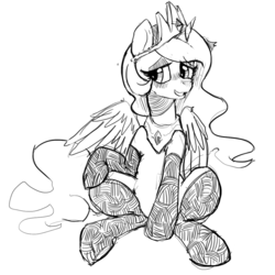 Size: 1024x1024 | Tagged: safe, artist:mewball, princess celestia, g4, clothes, female, kneesocks, monochrome, socks, solo