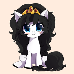 Size: 600x600 | Tagged: safe, artist:keterok, earth pony, pony, adorkable, barely pony related, blushing, crown, cute, dork, ico el caballito valiente, ico the brave little horse, ico the brave little pony, looking at you, ponified, preciosa, princess preciosa, smiling