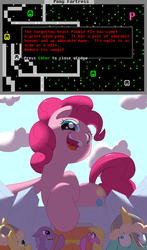 Size: 1000x1700 | Tagged: safe, artist:khorme, pinkie pie, earth pony, pony, g4, dwarf fortress, giant pony, macro, this will end in death, this will end in parties, this will end in tears, this will end in tears and/or death, video game, video game crossover