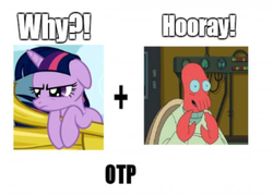 Size: 4344x3132 | Tagged: safe, twilight sparkle, g4, crack shipping, crossover, crossover shipping, exploitable meme, female, futurama, male, otp, shipping, straight, wtf, zoidberg