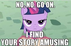 Size: 500x323 | Tagged: safe, twilight sparkle, g4, filly, image macro, reaction image, sarcastic