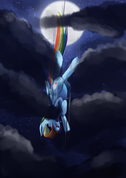 Size: 850x1200 | Tagged: safe, artist:terrac0tta, rainbow dash, g4, crying, falling, flying, moon, night