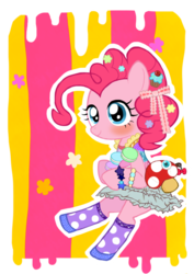 Size: 500x706 | Tagged: safe, artist:momo, pinkie pie, ask harajukupinkiepie, g4, clothes, cute, diapinkes, dress, female, socks, solo