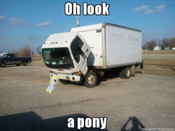 Size: 600x449 | Tagged: safe, derpy hooves, g4, filly, image macro, meme, ponies in real life, truck