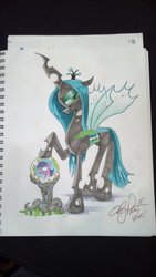 Size: 1024x1816 | Tagged: safe, artist:andy price, idw, queen chrysalis, twilight sparkle, changeling, g4, crystal ball
