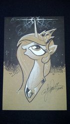 Size: 1024x1816 | Tagged: safe, artist:andy price, idw, princess celestia, alicorn, pony, g4, autograph, convention, female, solo, traditional art