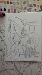 Size: 1024x1816 | Tagged: safe, artist:andy price, idw, fluttershy, pegasus, pony, g4, nurse chapel, star trek, star trek (tos), traditional art