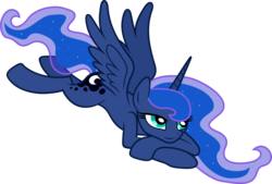 Size: 8873x6000 | Tagged: safe, artist:fehlung, artist:kp-shadowsquirrel, princess luna, alicorn, pony, g4, .svg available, absurd resolution, bedroom eyes, female, missing accessory, prone, simple background, solo, transparent background, vector
