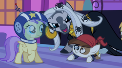 Size: 1280x720 | Tagged: safe, screencap, alula, pipsqueak, pluto, zecora, earth pony, pony, zebra, g4, luna eclipsed, colt, male