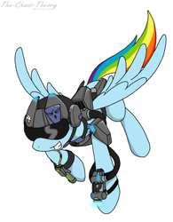 Size: 641x823 | Tagged: safe, artist:sandwich-anomaly, rainbow dash, pegasus, pony, g4, allied nations, armor, command and conquer, crossover, cryocopter, female, grin, helmet, mare, red alert, red alert 3, simple background, smiling, solo, white background