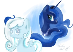 Size: 700x500 | Tagged: safe, artist:heather west, artist:heather_west, princess luna, oc, oc:snowdrop, g4