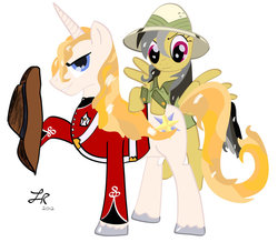 Size: 957x834 | Tagged: safe, artist:thedoctorwhooves, daring do, prince blueblood, g4, clothes, hat, uniform