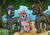 Size: 841x594 | Tagged: safe, artist:darkhestur, oc, oc only, oc:sun beamer, pony, siblings, trio