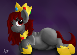 Size: 1000x707 | Tagged: safe, artist:darkhestur, oc, oc only, oc:queen frau, pony, chubby, fat, solo