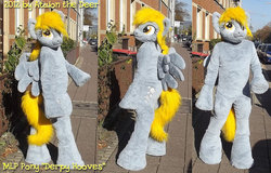 Size: 900x576 | Tagged: safe, artist:atalonthedeer, derpy hooves, human, g4, cosplay, costume, fursuit, irl, irl human, photo
