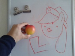 Size: 1280x960 | Tagged: safe, artist:jolly-aroma-art, applejack, g4, apple, photo, traditional art