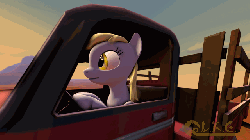 Size: 640x360 | Tagged: safe, artist:chaotrix, derpy hooves, pegasus, pony, g4, 3d, animated, car, derpy driving, driving, female, mare, solo, source filmmaker, this will not end well, truck
