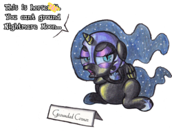 Size: 1644x1249 | Tagged: safe, artist:darkone10, nightmare moon, alicorn, pony, g4, cute, filly, grounded, meme, nightmare woon, ponified meme, simple background, transparent background, tumblr:asktwilyandwoon