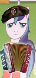 Size: 345x733 | Tagged: safe, edit, shining armor, g4, accordion, dat face soldier, hat, musical instrument, remove kebab