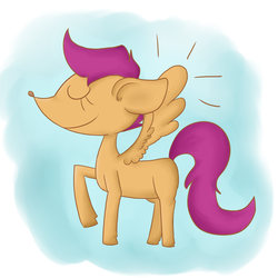 Size: 2000x2000 | Tagged: safe, artist:maareep, scootaloo, g4, full body, raised hoof, side view, solo, wings