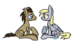 Size: 1154x693 | Tagged: safe, artist:winter-hooves, derpy hooves, doctor whooves, time turner, pegasus, pony, g4, female, male, mare, ship:doctorderpy, shipping, simple background, straight, transparent background