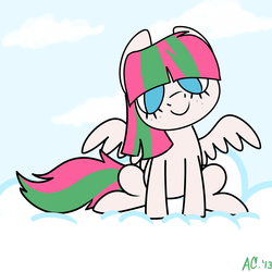 Size: 4000x4000 | Tagged: safe, artist:comikazia, blossomforth, pegasus, pony, g4, absurd resolution, cloud, cloudy, female, solo
