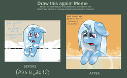 Size: 1200x744 | Tagged: safe, artist:php192, trixie, g4, bath, bubble, comparison, crying, draw this again, foal, redraw, wet mane