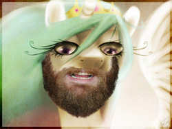 Size: 900x675 | Tagged: safe, edit, princess celestia, g4, beard, why sid why