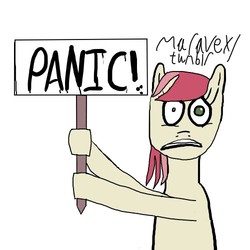 Size: 500x500 | Tagged: safe, artist:maravex, roseluck, pony, g4, 30 minute art challenge, bipedal, sign