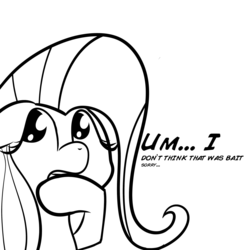 Size: 1000x1000 | Tagged: safe, artist:cosmonaut, fluttershy, g4, lineart, reaction image, this is bait