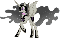 Size: 1600x1024 | Tagged: dead source, safe, artist:doctorxfizzle, nightmare moon, octavia melody, alicorn, pony, g4, alicornified, female, nightmare octavia, nightmarified, race swap, simple background, solo, transparent background