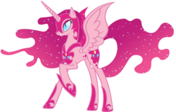 Size: 1600x1024 | Tagged: dead source, safe, artist:doctorxfizzle, nightmare moon, pinkie pie, alicorn, pony, g4, alicornified, concave belly, ethereal mane, nightmare pinkie, nightmarified, pinkiecorn, race swap, simple background, slender, thin, transparent background, xk-class end-of-the-world scenario