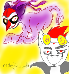 Size: 650x700 | Tagged: safe, artist:redesjin, ghost, ghost pony, pony, 30 minute art challenge, jack spicer, ponified, wuya, xiaolin showdown