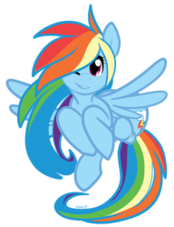 Size: 600x781 | Tagged: safe, artist:muzz, rainbow dash, pegasus, pony, g4, flying, one eye closed, simple background, smiling, transparent background, wings, wink