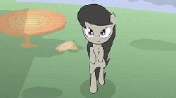 Size: 320x180 | Tagged: safe, artist:kanashiipanda, octavia melody, changeling, earth pony, pony, once upon a time in canterlot, g4, animated, badass, bipedal, canterlot, duo, fangs, female, fight, frame by frame, frown, mare, standing, strangling, unconscious, wingless, youtube link
