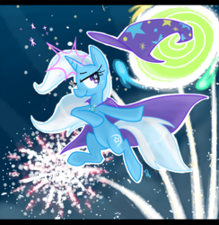 Size: 879x900 | Tagged: safe, artist:meekcheep, trixie, pony, unicorn, g4, female, fireworks, mare, smiling, solo