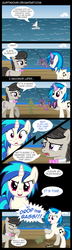 Size: 1600x5535 | Tagged: dead source, safe, artist:austiniousi, dj pon-3, octavia melody, vinyl scratch, bass (fish), earth pony, fish, pony, unicorn, g4, boat, bowtie, comic, cutie mark, drop the bass, eyes closed, facehoof, female, fishing, glowing horn, hooves, horn, levitation, magic, mare, open mouth, pun, sunglasses, telekinesis, vector