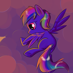 Size: 2222x2222 | Tagged: safe, artist:pyrewing, rainbow dash, pony, g4, cloud, cloudy, female, filly, filly rainbow dash, solo