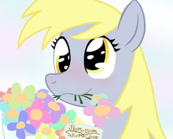 Size: 800x640 | Tagged: safe, artist:willygalleta, derpy hooves, pegasus, pony, g4, female, flower, mare