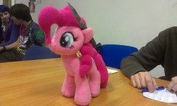 Size: 2592x1552 | Tagged: artist needed, safe, pinkie pie, g4, irl, knife, photo, plushie