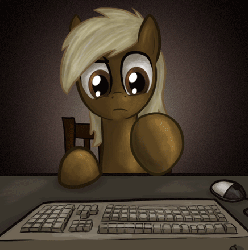 Size: 437x440 | Tagged: safe, artist:paper-pony, oc, oc only, oc:paper pony, earth pony, pony, animated, computer, keyboard, male, sitting, solo, stallion, typing