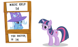 Size: 2000x1206 | Tagged: safe, artist:resistance-of-faith, trixie, twilight sparkle, pony, unicorn, g4, booth, duo, duo female, female, lucy's advice booth, mare, peanuts, simple background, transparent background, unicorn twilight