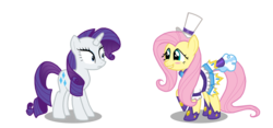 Size: 1602x750 | Tagged: safe, artist:thelastgherkin, fluttershy, rarity, g4, simple background, transparent background, vector