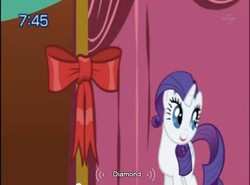 Size: 642x475 | Tagged: safe, edit, edited screencap, screencap, rarity, friendship is magic, g4, caption, diamond, japanese, solo, youtube caption