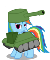 Size: 409x490 | Tagged: safe, artist:thelastgherkin, rainbow dash, tank pony, g4, cosplay, female, pony tank, simple background, solo, tank (vehicle), transparent background, vector